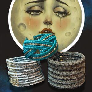 Boho Y2K Beaded Cuff Bracelet Trio w/ Eclectic, Indie, Festival‎ Vibes